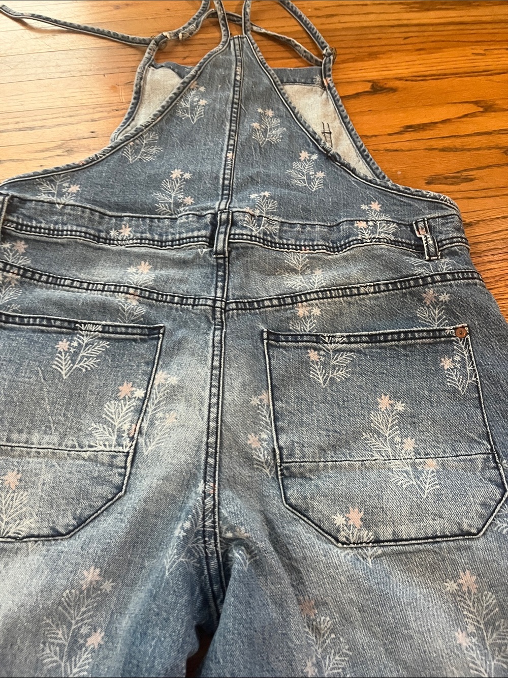 Pilcro Blue Floral-Print Denim Overalls - Picture 11 of 15